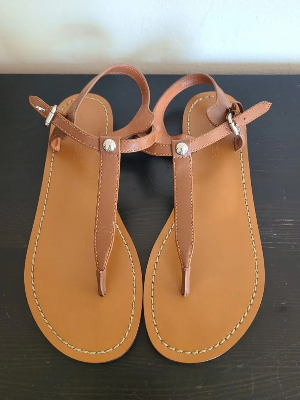 Coach Leila Leather Sandals Tan size 6.5